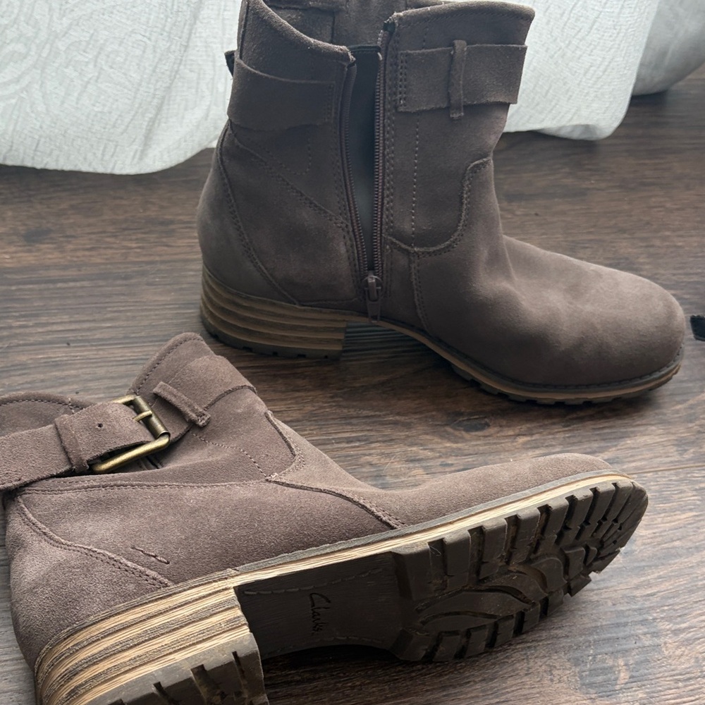 Clarks Dark Brown Suede Boots